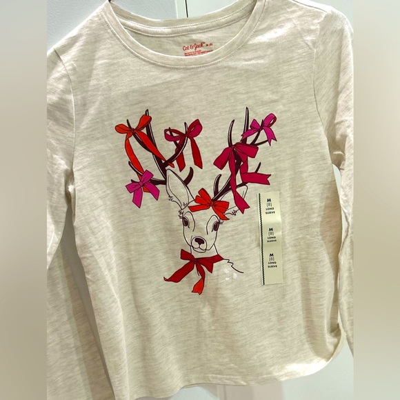 Cat & Jack Other - 💫NWT CAT&Jack Girls' Long Sleeve Deer Graphic T-Shirt- Beige M
